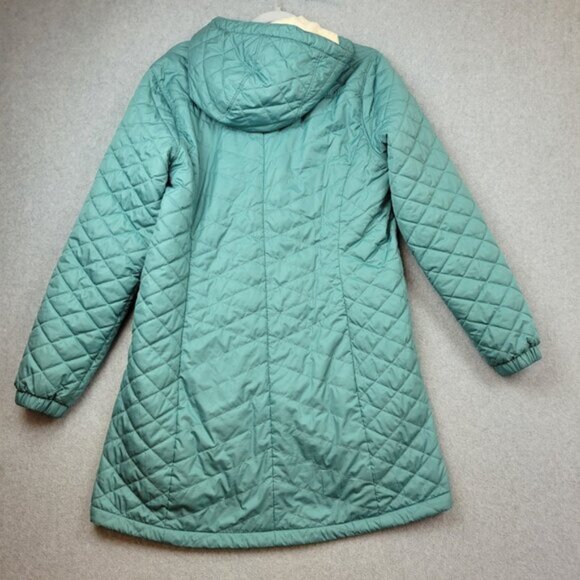 LL Bean Womens Fleece Lined Primaloft Jacket Coat Large Teal Blue Long - Picture 16 of 16